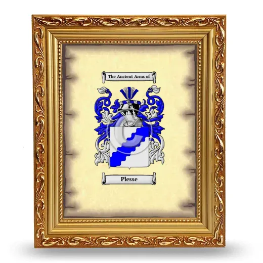Plesse Coat of Arms Framed - Gold