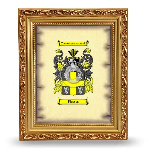 Plessys Coat of Arms Framed - Gold