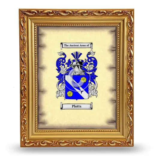 Plotts Coat of Arms Framed - Gold