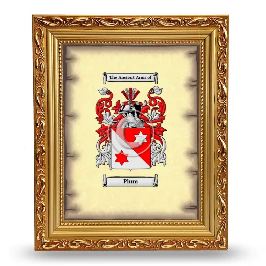 Plum Coat of Arms Framed - Gold