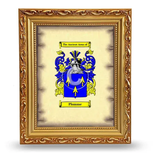 Plumme Coat of Arms Framed - Gold