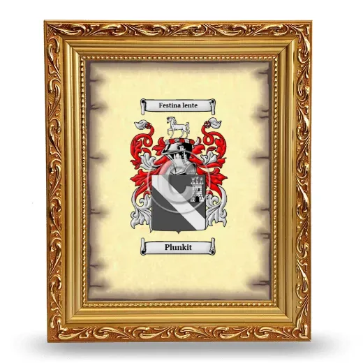 Plunkit Coat of Arms Framed - Gold