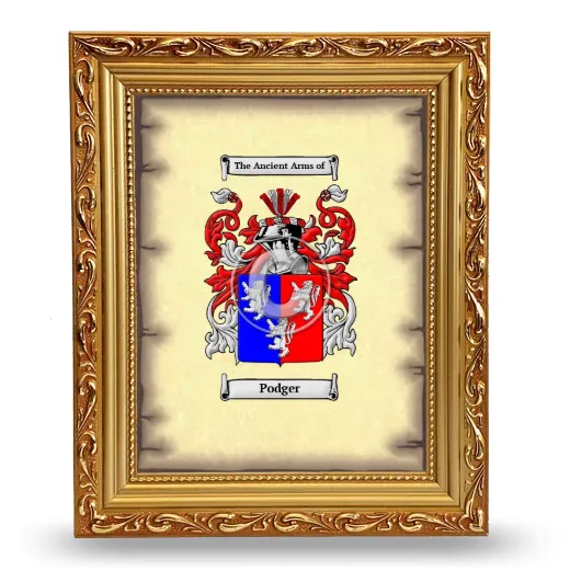 Podger Coat of Arms Framed - Gold