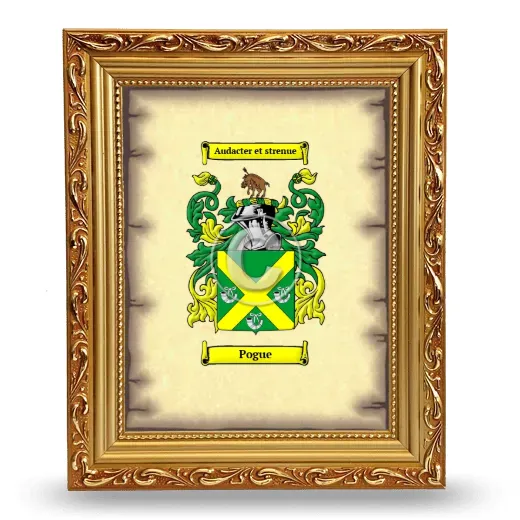 Pogue Coat of Arms Framed - Gold