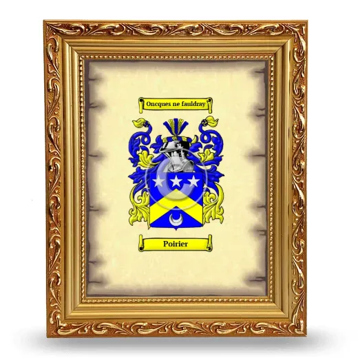 Poirier Coat of Arms Framed - Gold