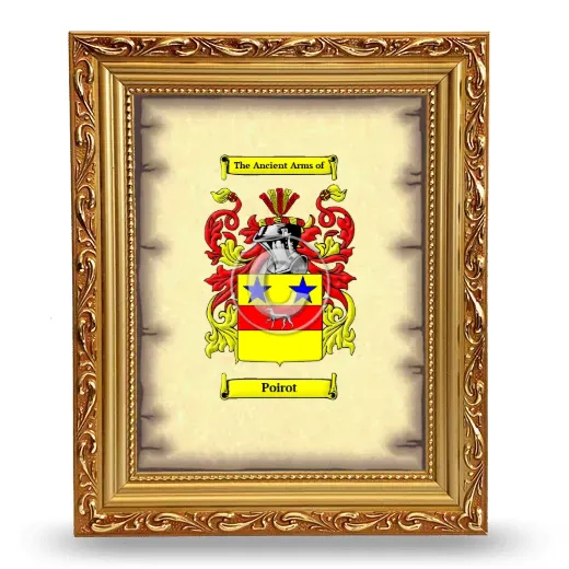 Poirot Coat of Arms Framed - Gold