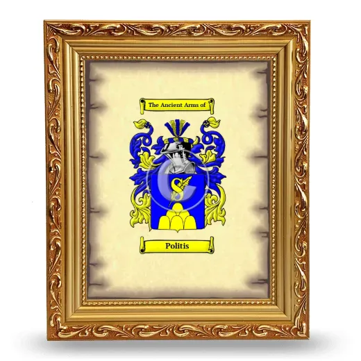 Politis Coat of Arms Framed - Gold