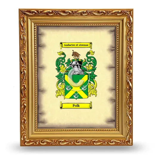 Polk Coat of Arms Framed - Gold