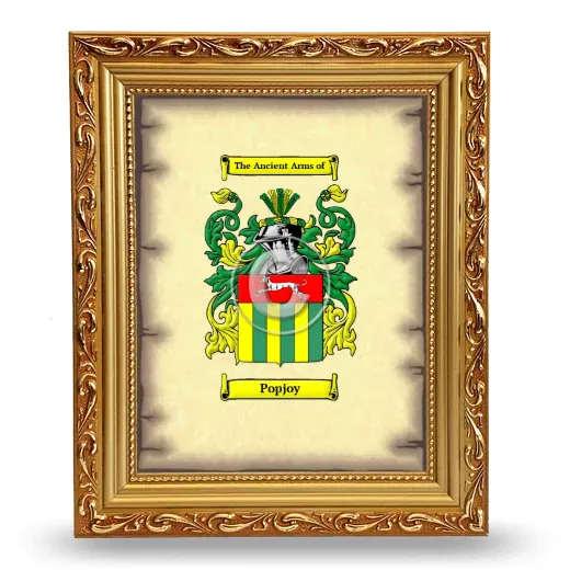 Popjoy Coat of Arms Framed - Gold