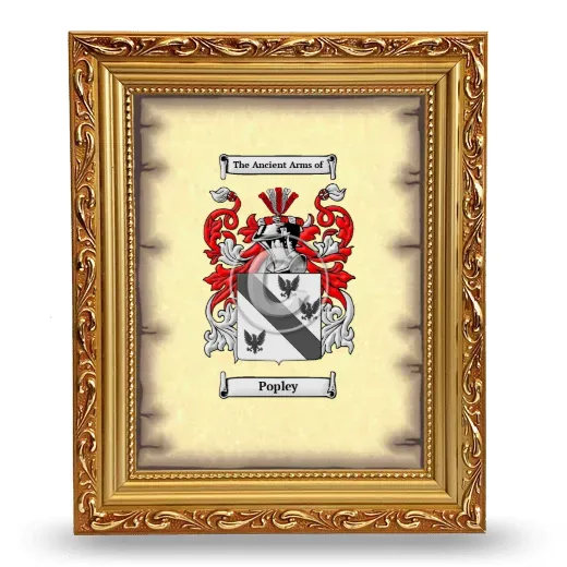Popley Coat of Arms Framed - Gold