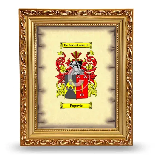 Popovic Coat of Arms Framed - Gold