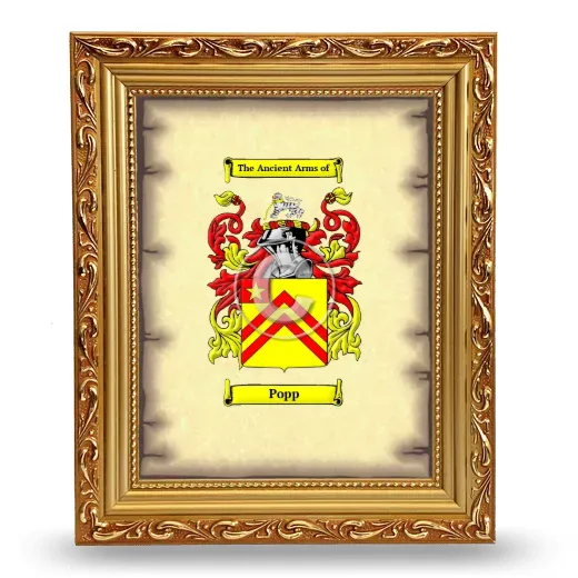 Popp Coat of Arms Framed - Gold