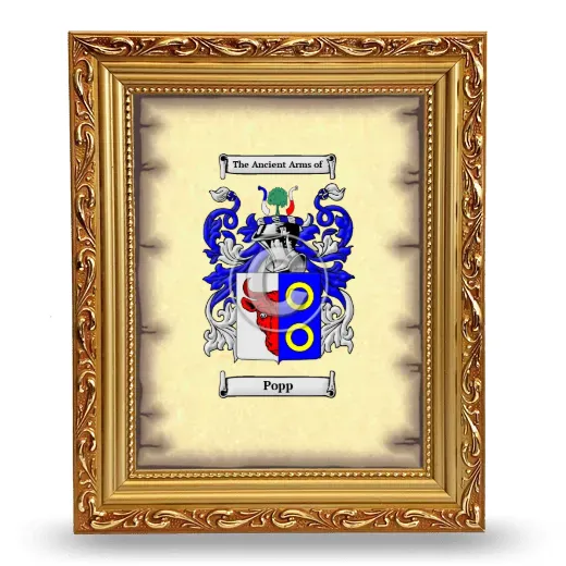 Popp Coat of Arms Framed - Gold