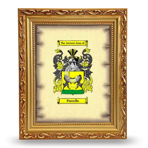 Porcello Coat of Arms Framed - Gold