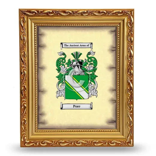 Pore Coat of Arms Framed - Gold