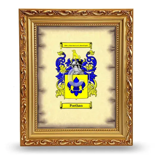 Porthan Coat of Arms Framed - Gold