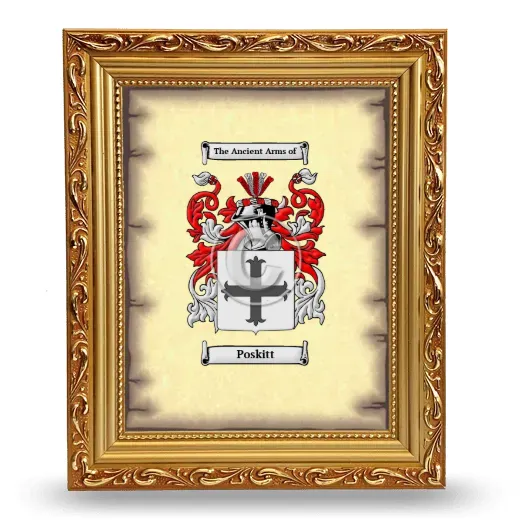 Poskitt Coat of Arms Framed - Gold