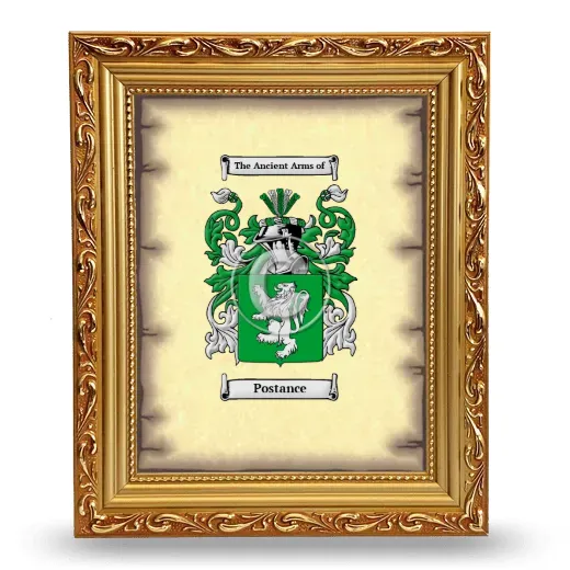 Postance Coat of Arms Framed - Gold