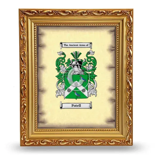 Potell Coat of Arms Framed - Gold