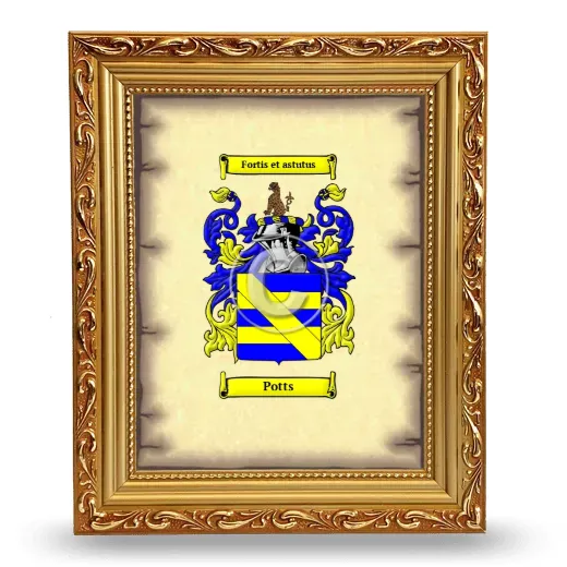 Potts Coat of Arms Framed - Gold