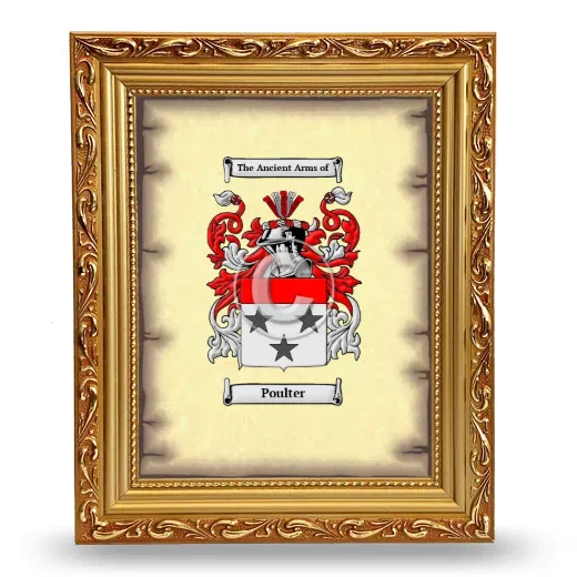 Poulter Coat of Arms Framed - Gold