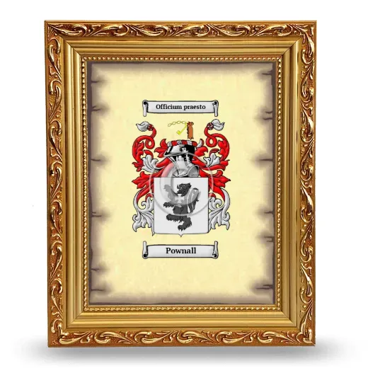 Pownall Coat of Arms Framed - Gold