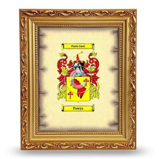 Powys Coat of Arms Framed - Gold