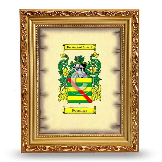 Poynings Coat of Arms Framed - Gold