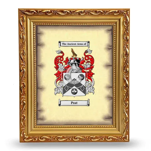 Prat Coat of Arms Framed - Gold