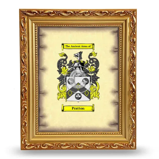 Pratton Coat of Arms Framed - Gold