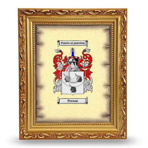 Preson Coat of Arms Framed - Gold