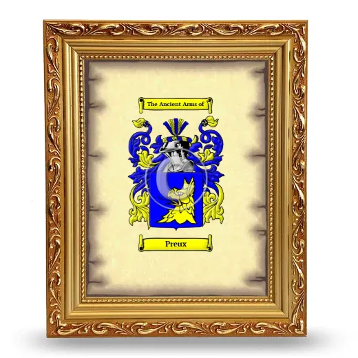 Preux Coat of Arms Framed - Gold