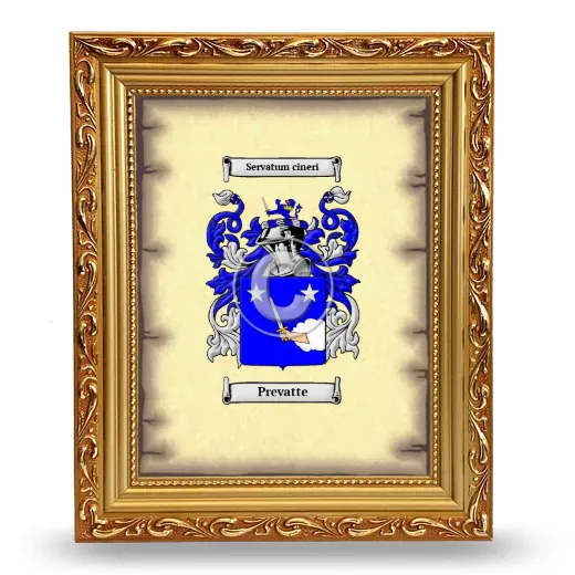 Prevatte Coat of Arms Framed - Gold