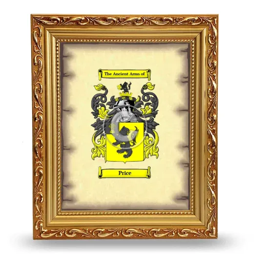 Price Coat of Arms Framed - Gold
