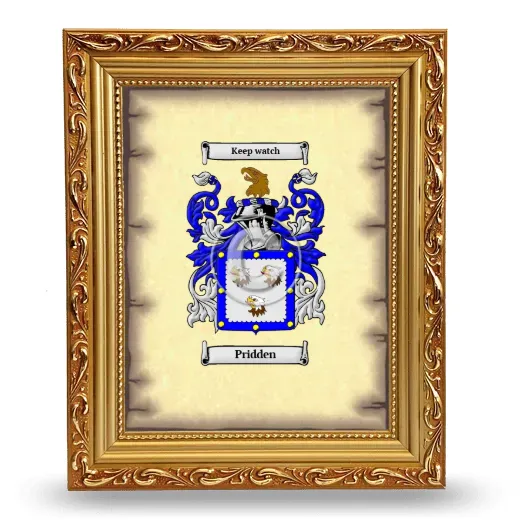 Pridden Coat of Arms Framed - Gold