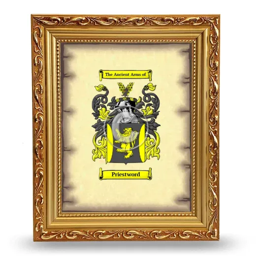 Priestword Coat of Arms Framed - Gold