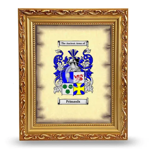 Primaulx Coat of Arms Framed - Gold