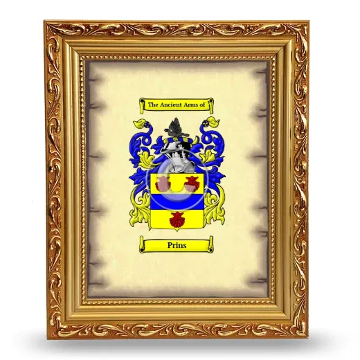 Prins Coat of Arms Framed - Gold