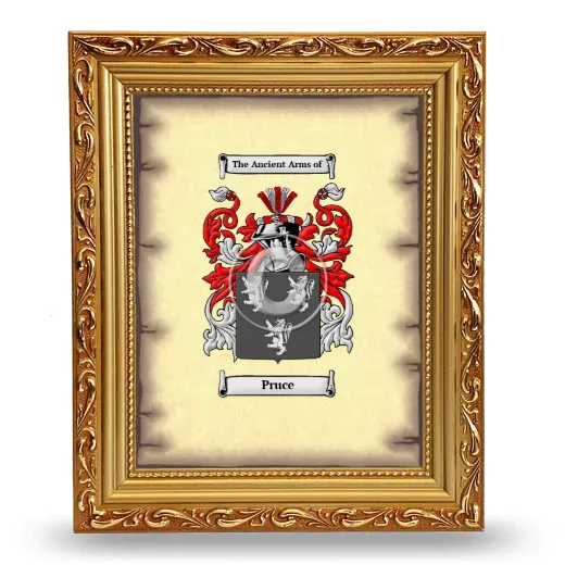 Pruce Coat of Arms Framed - Gold