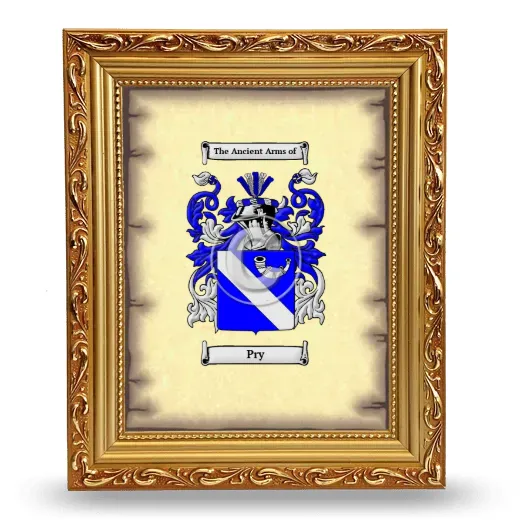 Pry Coat of Arms Framed - Gold