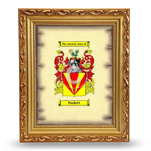 Puckett Coat of Arms Framed - Gold