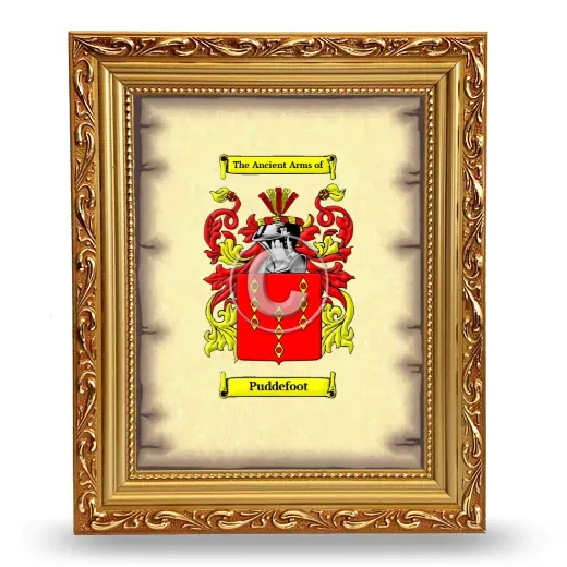 Puddefoot Coat of Arms Framed - Gold