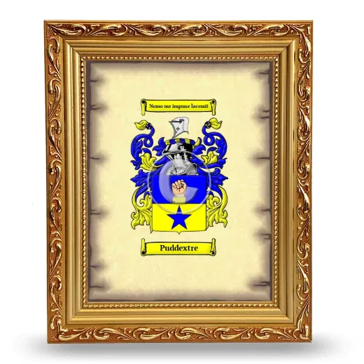 Puddextre Coat of Arms Framed - Gold