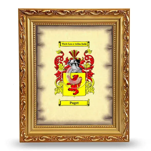 Puget Coat of Arms Framed - Gold