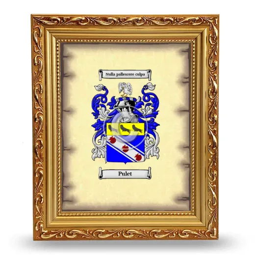 Pulet Coat of Arms Framed - Gold