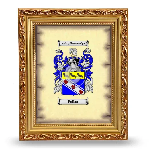 Pullan Coat of Arms Framed - Gold