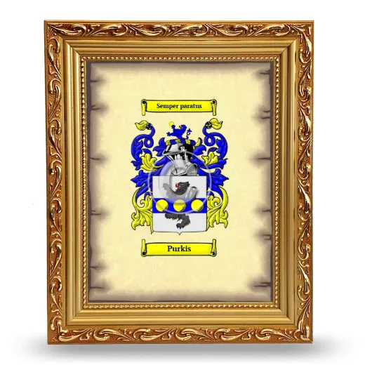 Purkis Coat of Arms Framed - Gold