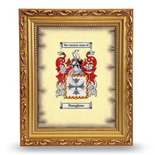 Pursglove Coat of Arms Framed - Gold