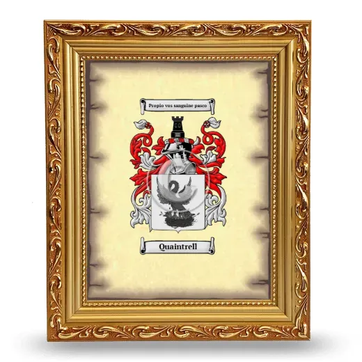 Quaintrell Coat of Arms Framed - Gold