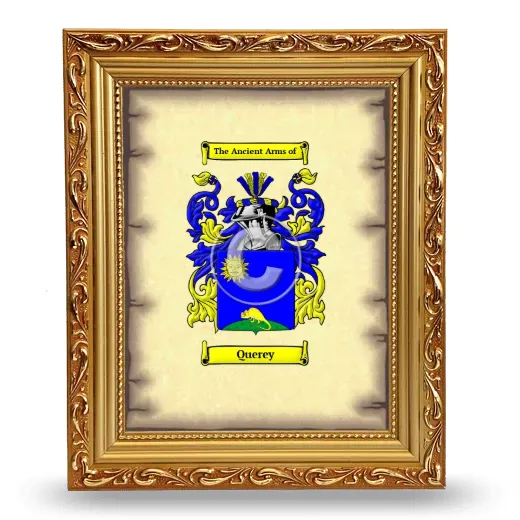 Querey Coat of Arms Framed - Gold